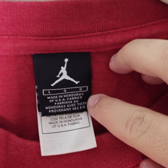 Air Jordan Spell Out Jumpman Red T-Shirt Men's Large Red Puff Print Michael - Picture 4 of 7